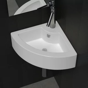 vidaXL  Umywalka rogowa biała z otworem przelewowym 41x28 - Umywalki - miniaturka - grafika 1