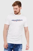 Koszulki męskie - DIESEL Biały t-shirt męski z granatowym logo - Diesel - miniaturka - grafika 1