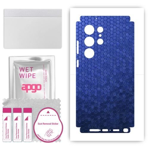 folia naklejka skórka strukturalna na TYŁ+BOKI do Samsung Galaxy S23 Ultra - Plaster Miodu Niebieski - apgo SKINS
