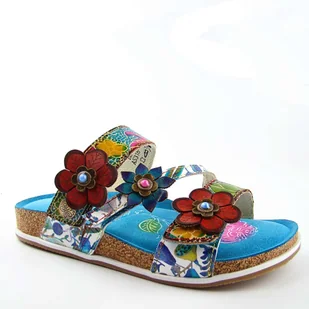 Laura Vita BRCYANO 16 klapki damskie skórzane na korku - Klapki i japonki damskie Laura Vita BRCYANO 16 klapki damskie skórzane na korku - Klapki i japonki damskie - miniaturka - grafika 1