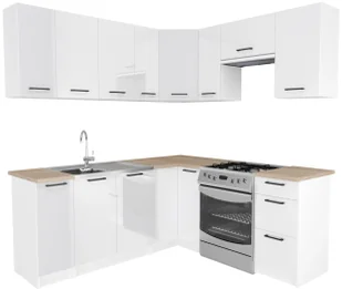 Narożny komplet mebli kuchennych biały połysk - Yorix - Meble kuchenne Narożny komplet mebli kuchennych biały połysk - Yorix - Meble kuchenne - miniaturka - grafika 1
