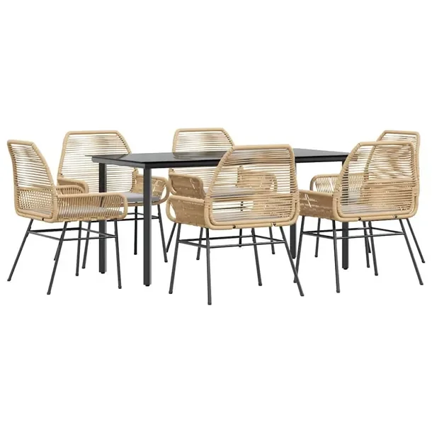 Zestaw Mebli Ogrodowych Rattan PE i Stal, Stół 160x80x74 cm, Krzesła 57x