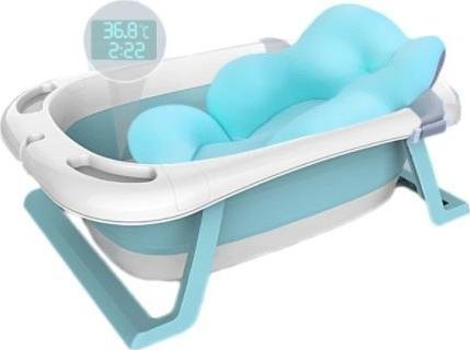 DWM WANIENKA WANNA DLA DZIECI SKŁADANA TURYSTYCZNA + TERMOMETR I PODUSZKA NIEBIESKA