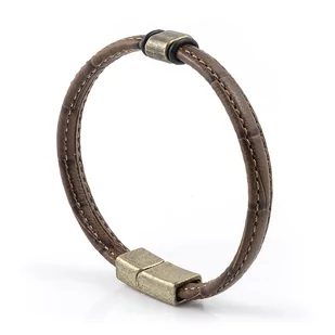 Bransoletka skórzana brązowa EM 38 - EM Men's Accessories - Bransolety męskie - miniaturka - grafika 1