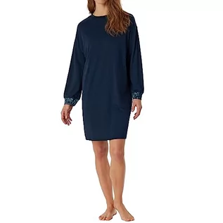 Piżamy damskie - Schiesser Damska koszula nocna z długim rękawem bawełna modal z kieszeniami Bigshirt-Nightwear koszula nocna, ciemnoniebieska, 46, Nachtblau, 46 - grafika 1