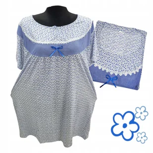 KOSZULA NOCNA BAWEŁNA 100% KWIAT prezent krótki rękaw chaber 60 62 10XL - Bielizna nocna - miniaturka - grafika 1