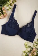 Biustonosze - Granatowy Biustonosz na Szerokich Ramiączkach z Koronką Merabilla - Born2be - miniaturka - grafika 1