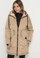 Kurtki damskie - Ciemnobeżowa Klasyczna Kurtka Parka z Futrzaną Wyściółką Olenevia - miniaturka - grafika 1