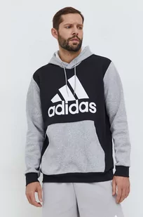 adidas bluza męska kolor czarny z kapturem wzorzysta - Bluzy męskie - miniaturka - grafika 1