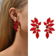 Kolczyki - Czerwone złote kolczyki krótkie sztyfty elegancka biżuteria wesele IMPREZĘ - miniaturka - grafika 1