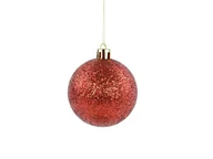 Bombki - Bombki choinkowe czerwone brokatowe - 6 cm - 12 szt. - miniaturka - grafika 1