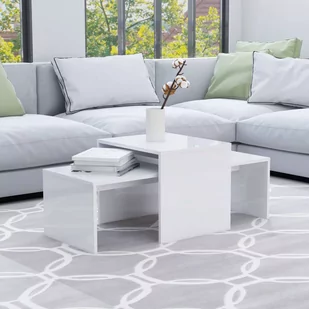 vidaXL vidaXL Stolik kawowy, wysoki połysk, biały, 100x48x40cm, płyta wiórowa - Ławy i stoliki kawowe - miniaturka - grafika 1