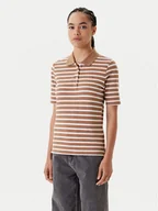 Koszulki i topy damskie - Tommy Hilfiger Polo 1895 WW0WW43224 Brązowy Regular Fit - miniaturka - grafika 1