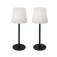 Lampy stojące - QAZQA Zestaw 2 czarnych lamp stołowych akumulatorowych 40 cm IP54 - Jude - miniaturka - grafika 1
