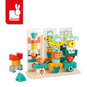 Łamigłówki - Janod, Układanka drewniana piramida totemy Tropik 3+ - miniaturka - grafika 1