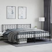 Łóżka - Metalowa rama łóżka z wezgłowiem i zanóżkiem, czarna, 200x200cm Lumarko! - miniaturka - grafika 1