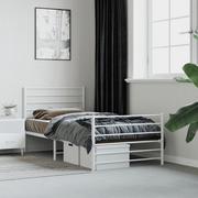 Inne meble do sypialni - vidaXL Metalowa rama łóżka z wezgłowiem i zanóżkiem, biała, 90x190 cm - miniaturka - grafika 1