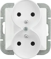 Gniazdka elektryczne - Abex PERŁA GNIAZDO PODWÓJNE P/T Z/U BIAŁE - miniaturka - grafika 1
