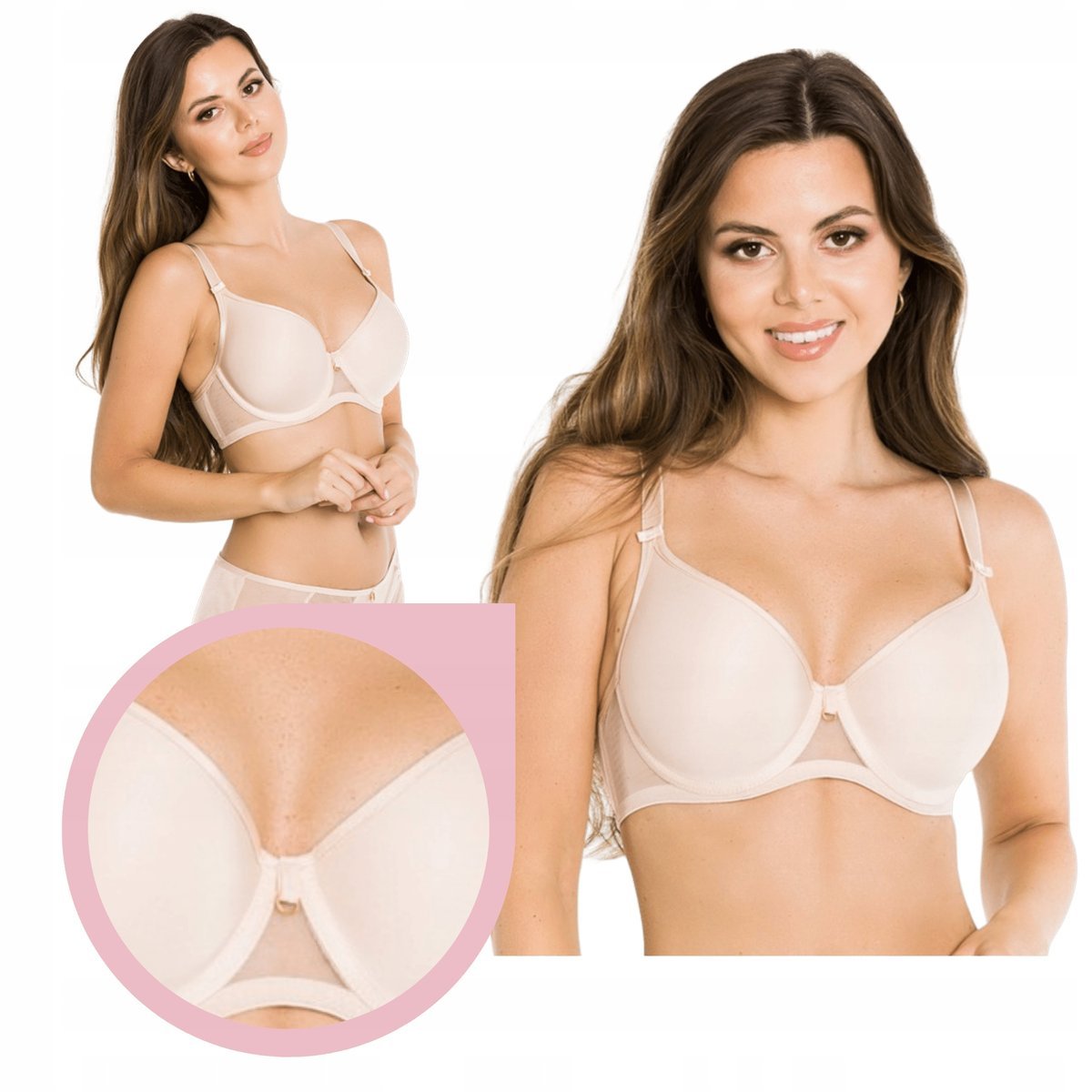 Biustonosz MEDIOLANO Elena 19140 Beżowy gładki stanik usztywniany - 65J