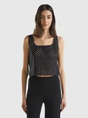 Bluzki damskie - Benetton Bluzka w kolorze czarnym - miniaturka - grafika 1