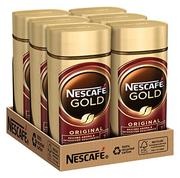 Kawa - NESCAFÉ GOLD Original, rozpuszczalna kawa ziarnista z wyselekcjonowanych ziaren kawy, zawierająca kofeinę, pełna i aromatyczna, 6 sztuk w opakowaniu (6 x 200 g) - miniaturka - grafika 1