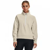 Bluzy damskie - Damska bluza dresowa nierozpinana bez kaptura Under Armour UA Rival Fleece HZ - beżowa - miniaturka - grafika 1