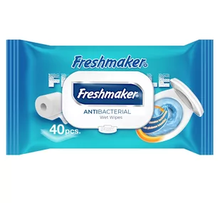 FRESHMAKER AntiBacterial 40szt - papier nawilżany chusteczki - Ściereczki, gąbki, czyściki - miniaturka - grafika 1