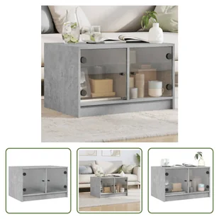 The Living Store Stolik kawowy ze szklanymi drzwiami betonowy szary 68x50x42 cm - Ławy i stoliki kawowe The Living Store Stolik kawowy ze szklanymi drzwiami betonowy szary 68x50x42 cm - Ławy i stoliki kawowe - miniaturka - grafika 1