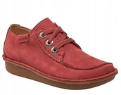 Półbuty damskie - Clarks Różowe Półbuty Damskie Sznurowane Skórzane 39,5 J1A - miniaturka - grafika 1