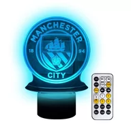 Wyposażenie pokoiku dziecięcego - Lampka nocna 3D LED Piłka Nożna MANCHESTER CITY kabel USB + PILOT - miniaturka - grafika 1