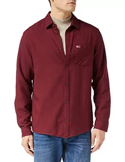 Koszule męskie - Tommy Jeans Męska koszula flanelowa TJM Solid, Deep Rouge, S - grafika 1