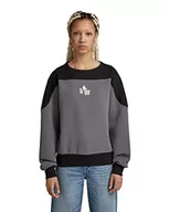 Swetry damskie - G-STAR RAW, Damski sweter z grafiką, Wielokolorowy (granit/Dk czarny blok kolorów D21257-c876-d018), L - miniaturka - grafika 1