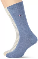 Skarpetki męskie - Tommy Hilfiger Męskie skarpetki Small Stripe Classic (2 sztuki), beżowy/denim melange, 39 EU - miniaturka - grafika 1