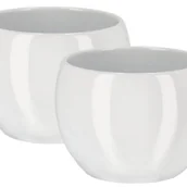 Donice - Zestaw 2x doniczka donica osłonka ceramiczna fi 10 na kwiaty rośliny biała - KOTARBAU - miniaturka - grafika 1