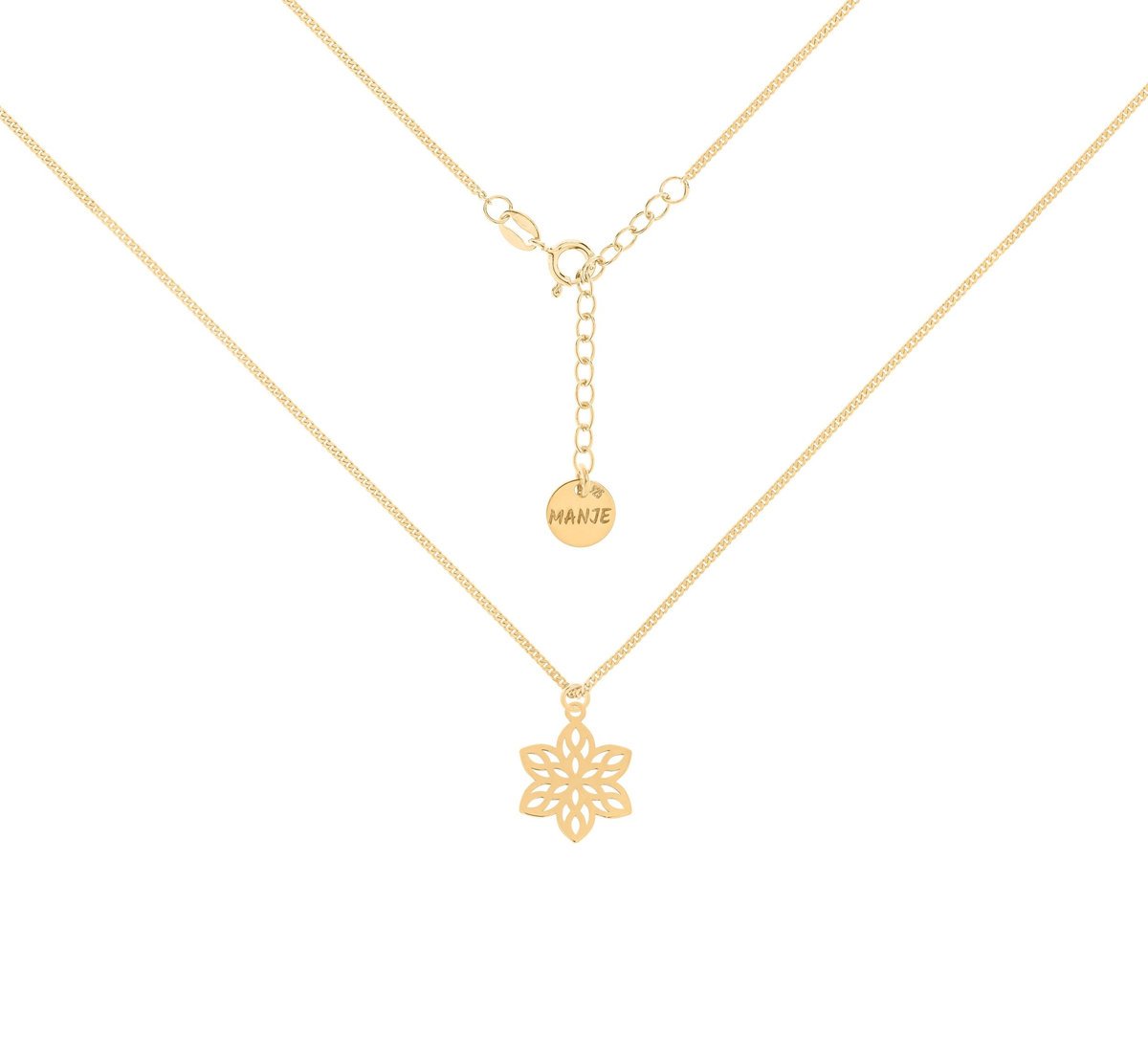 Pozłacany choker pancerka z ażurowym kwiatkiem