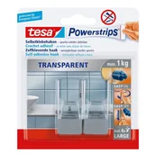 Wieszaki łazienkowe - Tesa Haczyk Powerstrips pojedynczy transparentno-szary 2 sztuki - miniaturka - grafika 1