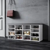 Szafki na buty - SONNI szafka na buty biała z poduszkami 103,5x30x48cm regulowana ścianka działowa taboret na buty stojak na buty - miniaturka - grafika 1