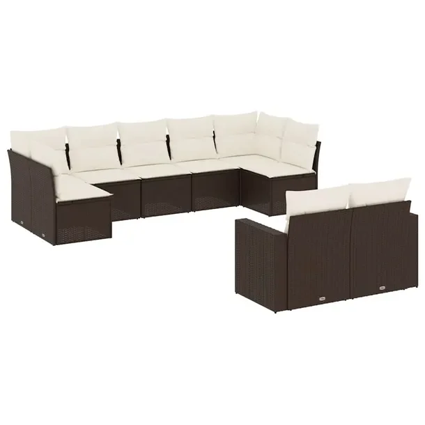 Zestaw wypoczynkowy rattan PE brązowy 62x62x69 cm + poduszki