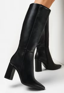 Czarne Kozaki na Obcasie ze Szpiczastym Noskiem Gentiana - Kozaki damskie - miniaturka - grafika 1