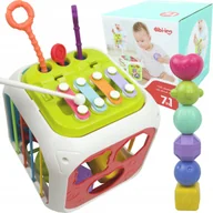 Sortery dla dzieci - LT537 KOSTKA SORTER ZABAWKA SENSORYCZNA 7w1 CYMBAŁKI KLOCKI EDUKACYJNA - miniaturka - grafika 1
