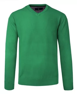 Swetry męskie - Sweter w Serek, Zielony, Bawełniany, V-neck, Męski -BARTEX - Bartex - grafika 1