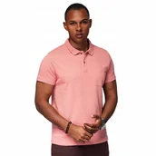 Koszulki męskie - Klasyczna koszulka polo z bawełnianej dzianiny - różowa V4 OM-POWS-0142 L - miniaturka - grafika 1