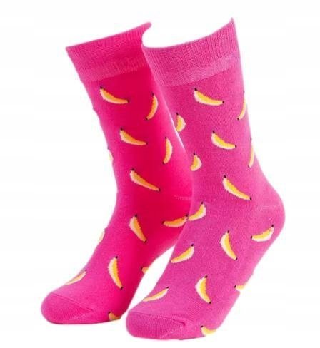 KOLOROWE SKARPETKI SKARPETY RÓŻOWE BANANY ŚMIESZNY WZÓR PREZENT