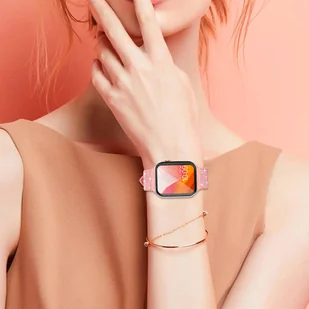 Kingxbar Crystal Fabric Band pasek bransoletka do Watch 6 / SE / 5 / 4 / 3 / 2 (40mm / 38mm) silikonowy pasek kryształowa opaska różowy - Etui i futerały do telefonów - miniaturka - grafika 8