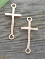 Półfabrykaty do biżuterii - [-1203] Element ozdobny łącznik krzyż różowe złoto - miniaturka - grafika 1