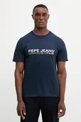 Koszulki męskie - Pepe Jeans t-shirt bawełniany męski kolor granatowy z nadrukiem PM5010104 - miniaturka - grafika 1