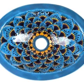 Umywalki - Meksykańska ceramiczna umywalka wpuszczana w blat Aqua Azul – mała owalna umywalka łazienkowa 33 x 25 x 13 cm Umywalka dekoracyjna - miniaturka - grafika 1
