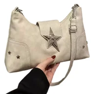 Torebki damskie - Damska Torebka z Ekoskóry na Ramię z Gwiazdą Vintage Beżowa - miniaturka - grafika 1