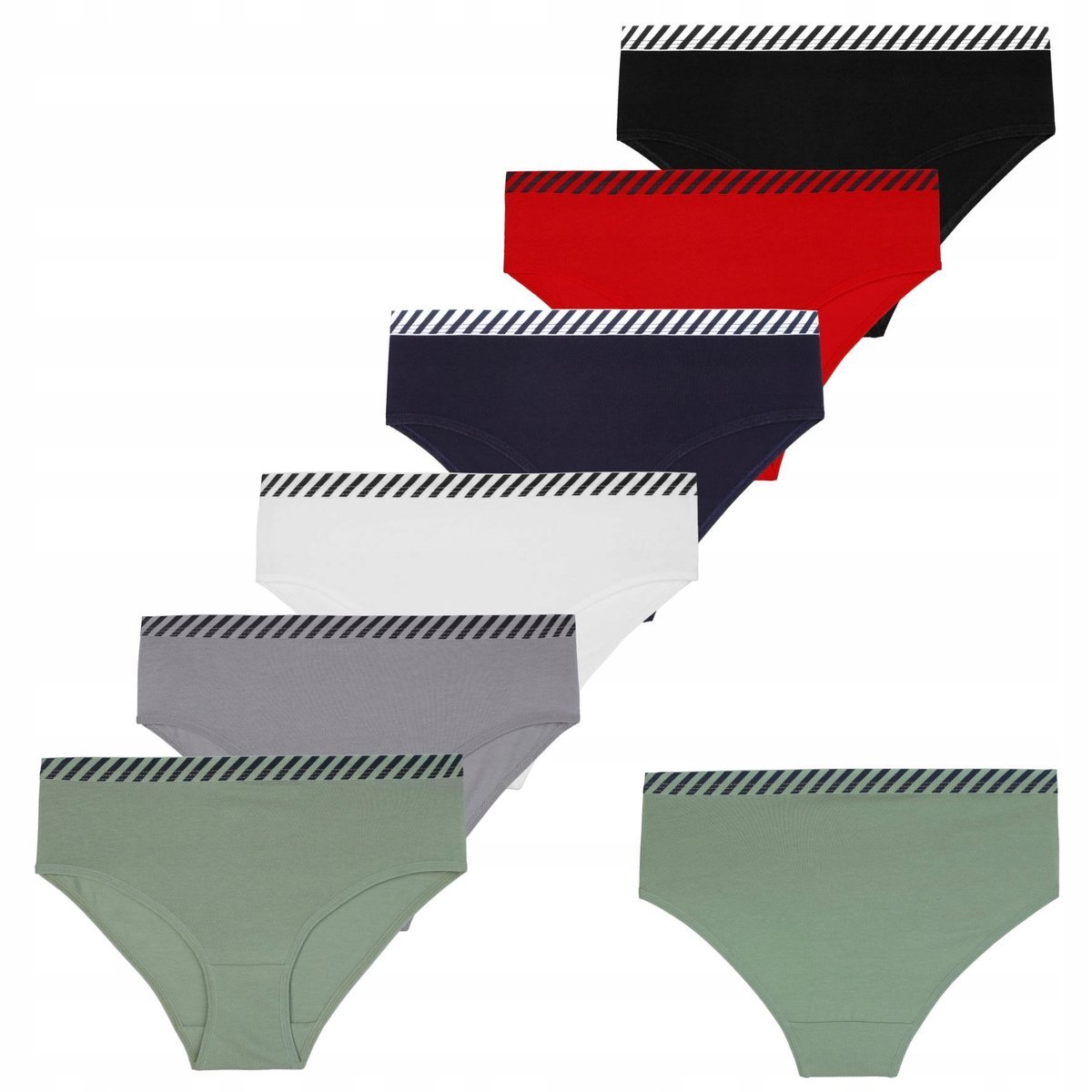 6X MAJTKI DAMSKIE FIGI BIKINI BAWEŁNIANE Z GUMKĄ W PASIE KOMPLET MORAJ L