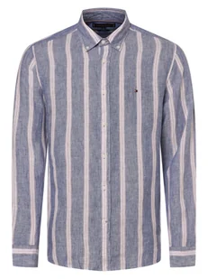 Tommy Hilfiger Męska koszula lniana Mężczyźni Regular Fit len niebieski w paski, M - Koszule męskie - miniaturka - grafika 1